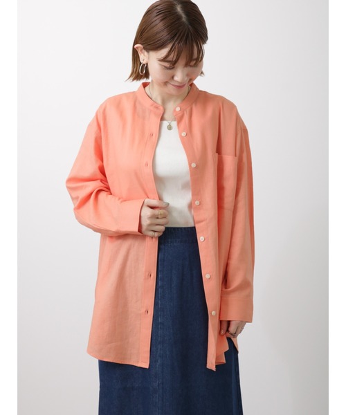 Lugnoncure（ルノンキュール）の「麻混長袖シャツ（シャツ/ブラウス・レディース・オレンジ/ブルー/オフホワイト/ブラック/ホワイト・ﾌﾘ-）」の19枚目の写真