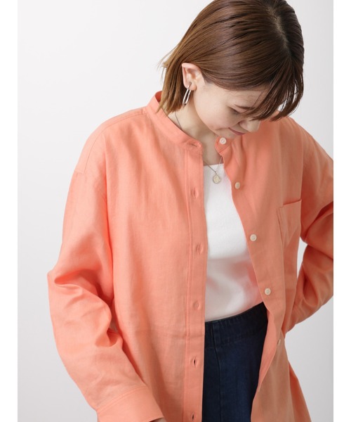 Lugnoncure（ルノンキュール）の「麻混長袖シャツ（シャツ/ブラウス・レディース・オレンジ/ブルー/オフホワイト/ブラック/ホワイト・ﾌﾘ-）」の20枚目の写真