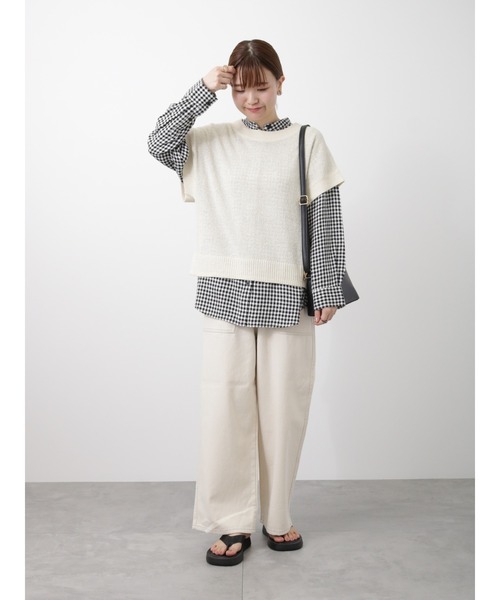 Lugnoncure（ルノンキュール）の「麻混長袖シャツ（シャツ/ブラウス・レディース・オレンジ/ブルー/オフホワイト/ブラック/ホワイト・ﾌﾘ-）」の21枚目の写真