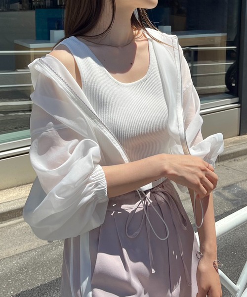 one after another NICE CLAUP（ワンアフターアナザーナイスクラップ）の「新色追加/シアーボリュームショートマウンテンパーカー（マウンテンパーカー・レディース・オフホワイト/アイボリー/グレイッシュベージュ/ミント・FREE）」の7枚目の写真