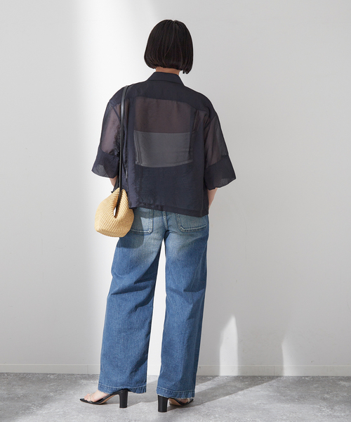 journal standard L'essage(ジャーナルスタンダードレサージュ)の「シアーワッシャーハーフスリーブシャツ(シャツ/ブラウス・レディース・ピンク/ネイビー/アイボリー・FREE)」の8枚目の写真