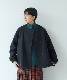 PAR ICI | 杢圧縮ウール ノーカラーブルゾン(ブルゾン)