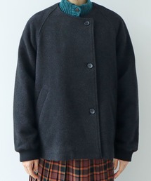 杢圧縮ウール ノーカラーブルゾンを使った人気ファッション