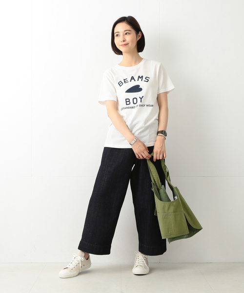 BEAMS BOY(ビームスボーイ)の「BEAMS BOY / BB ロゴTEE(Tシャツ/カットソー・レディース・ホワイト/ネイビー・ONE SIZE)」の6枚目の写真
