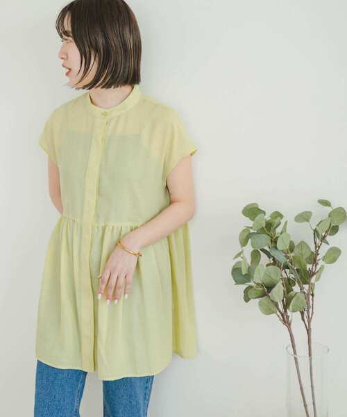 ITEMS URBANRESEARCH（アイテムズ アーバンリサーチ）の「スタンドネックティアードフレンチブラウス（シャツ/ブラウス・レディース・オフホワイト/イエロー/ブラック・FREE）」の3枚目の写真