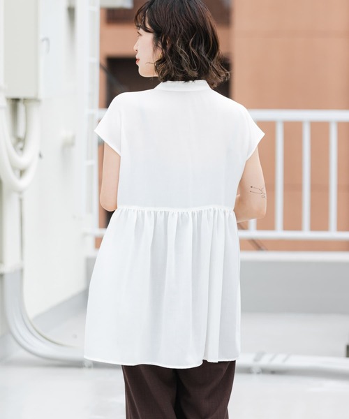 ITEMS URBANRESEARCH（アイテムズ アーバンリサーチ）の「スタンドネックティアードフレンチブラウス（シャツ/ブラウス・レディース・オフホワイト/イエロー/ブラック・FREE）」の4枚目の写真