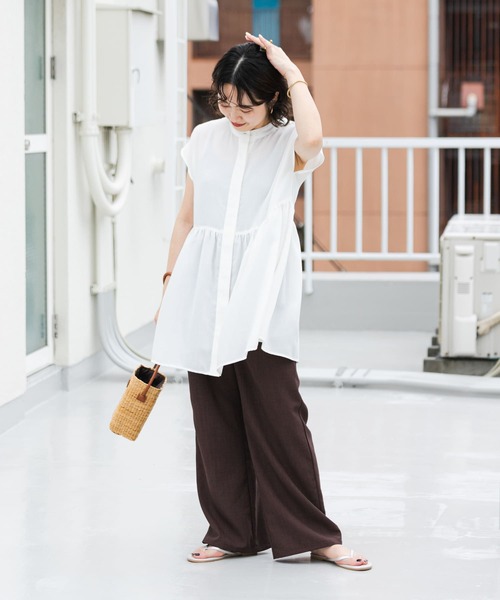 ITEMS URBANRESEARCH（アイテムズ アーバンリサーチ）の「スタンドネックティアードフレンチブラウス（シャツ/ブラウス・レディース・オフホワイト/イエロー/ブラック・FREE）」の22枚目の写真