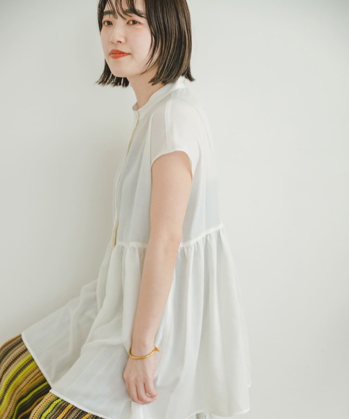 ITEMS URBANRESEARCH（アイテムズ アーバンリサーチ）の「スタンドネックティアードフレンチブラウス（シャツ/ブラウス・レディース・オフホワイト/イエロー/ブラック・FREE）」の13枚目の写真