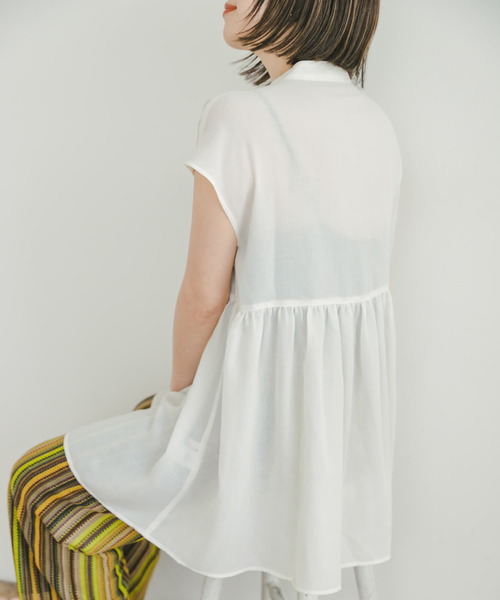 ITEMS URBANRESEARCH（アイテムズ アーバンリサーチ）の「スタンドネックティアードフレンチブラウス（シャツ/ブラウス・レディース・オフホワイト/イエロー/ブラック・FREE）」の9枚目の写真