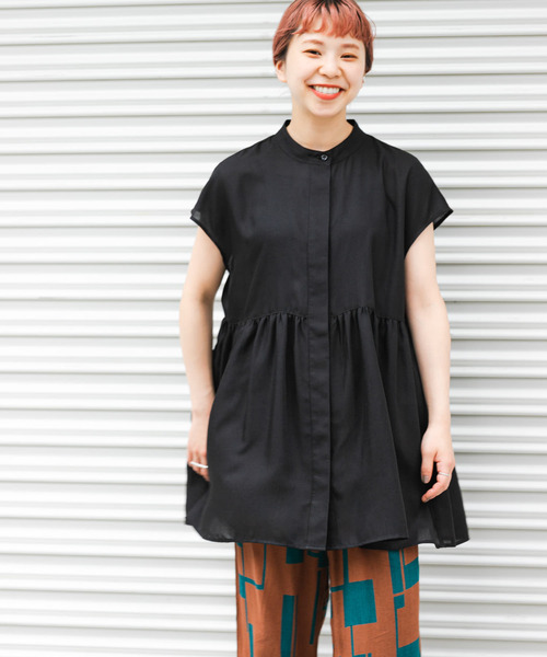 ITEMS URBANRESEARCH（アイテムズ アーバンリサーチ）の「スタンドネックティアードフレンチブラウス（シャツ/ブラウス・レディース・オフホワイト/イエロー/ブラック・FREE）」の14枚目の写真