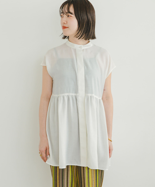 ITEMS URBANRESEARCH（アイテムズ アーバンリサーチ）の「スタンドネックティアードフレンチブラウス（シャツ/ブラウス・レディース・オフホワイト/イエロー/ブラック・FREE）」の12枚目の写真