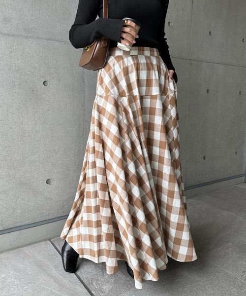 セール】ギンガムチェックフレアスカート（スカート）｜andme