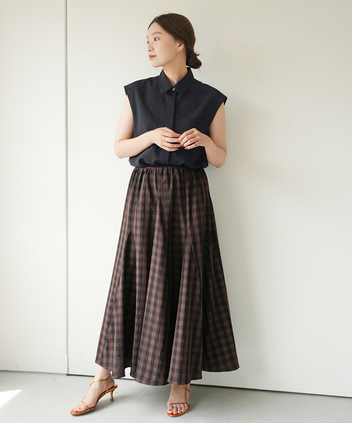 IENA（イエナ）の「《追加2》ギンガムチェック パネルスカート（スカート・レディース・ブラック系その他・36/38）」の2枚目の写真