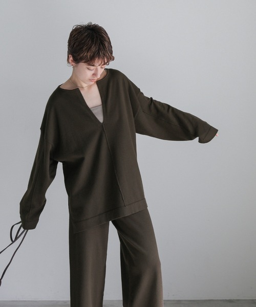 select MOCA(セレクトモカ)の「キーネックルーズニットトップス(ニット/セーター・レディース・ブラック/ライトベージュ/ダークブラウン・FREE)」の8枚目の写真