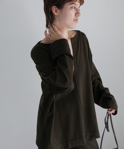 select MOCA(セレクトモカ)の「キーネックルーズニットトップス(ニット/セーター・レディース・ブラック/ライトベージュ/ダークブラウン・FREE)」の12枚目の写真