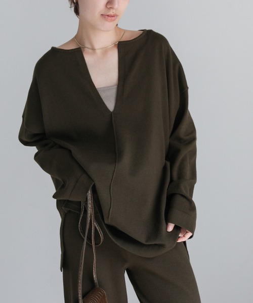 select MOCA(セレクトモカ)の「キーネックルーズニットトップス(ニット/セーター・レディース・ブラック/ライトベージュ/ダークブラウン・FREE)」の7枚目の写真