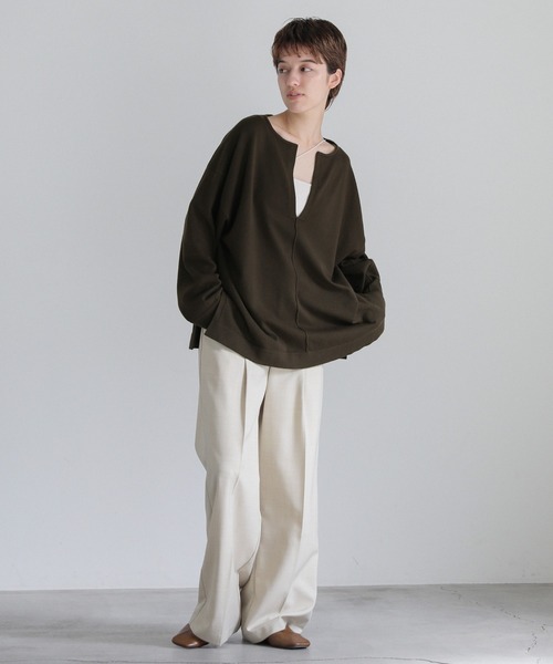 select MOCA(セレクトモカ)の「キーネックルーズニットトップス(ニット/セーター・レディース・ブラック/ライトベージュ/ダークブラウン・FREE)」の18枚目の写真