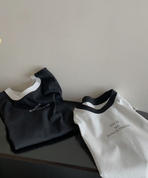 LAC-VERT（ラック・ヴェール）の「パイピングクルーネックTシャツ（Tシャツ/カットソー・レディース・ホワイト/ブラック・FREE）」の14枚目の写真