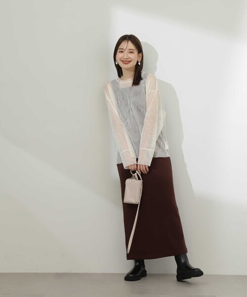 N.（N. Natural Beauty Basic）（エヌエヌナチュラルビューティーベーシック）の「◆ダブルチュールトップ（シャツ/ブラウス・レディース・ブラック/オフホワイト・MEDIUM）」の20枚目の写真