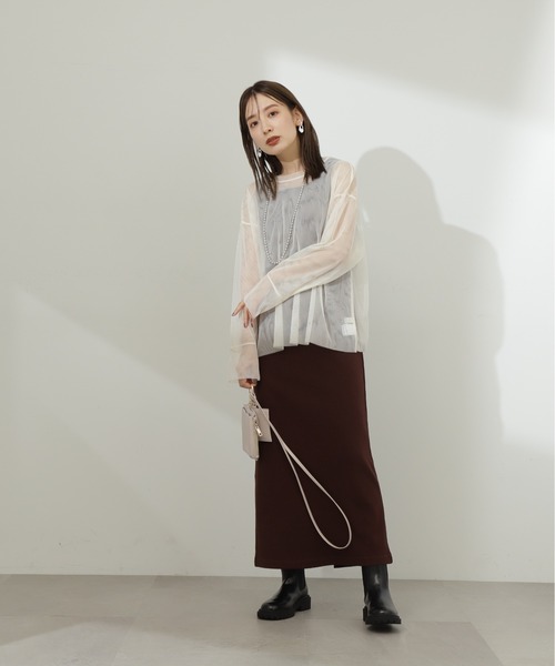 N.（N. Natural Beauty Basic）（エヌエヌナチュラルビューティーベーシック）の「◆ダブルチュールトップ（シャツ/ブラウス・レディース・ブラック/オフホワイト・MEDIUM）」の13枚目の写真