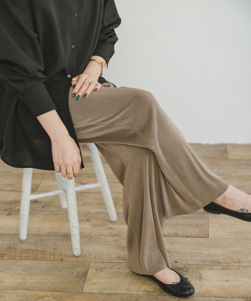 ITEMS URBANRESEARCH(アイテムズ アーバンリサーチ)の「セルフカットハイショクプリーツパンツ(その他パンツ・レディース・ブラウン/ホワイト/ブルー・FREE)」の3枚目の写真