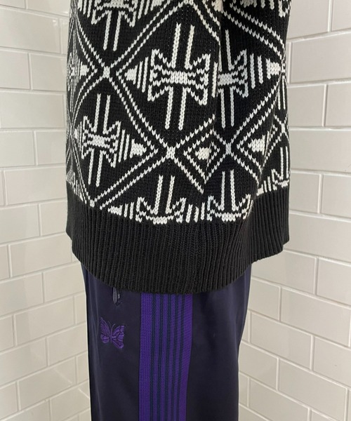 CIAOPANIC（チャオパニック）の「幾何学柄ハーフジップローゲージニットプルオーバー（ニット/セーター・レディース・ホワイト/グレー/ブラック・M/L）」の15枚目の写真