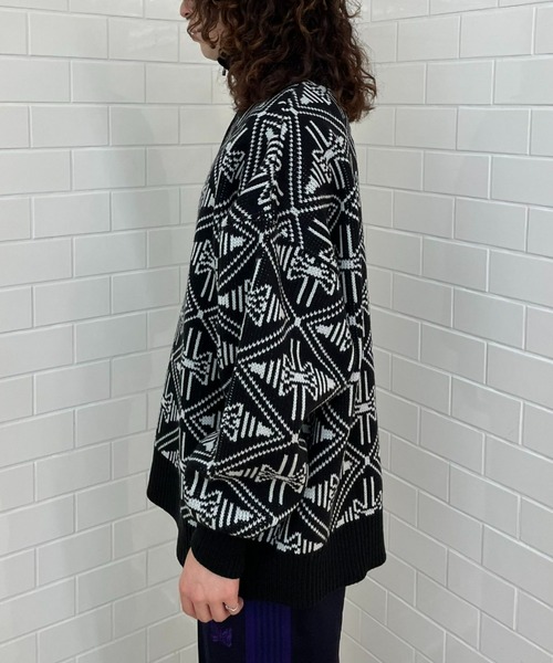 CIAOPANIC（チャオパニック）の「幾何学柄ハーフジップローゲージニットプルオーバー（ニット/セーター・レディース・ホワイト/グレー/ブラック・M/L）」の10枚目の写真