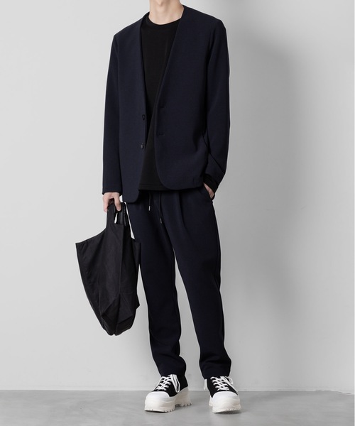 ATTACHMENT（アタッチメント）の「ストレッチダブルクロス カラーレスジャケット / PE STRETCH DOUBLE CLOTH COLLARLESS JACKET（ノーカラージャケット・メンズ・ブラック/ライトグレー/ネイビー・2/1/3/4）」の10枚目の写真