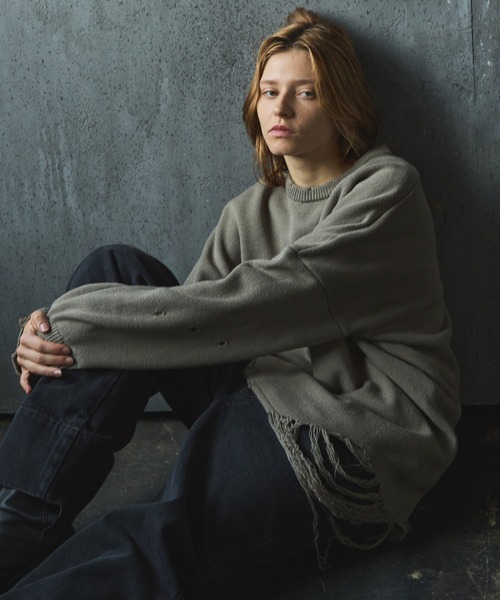 Pullover damage knit/sweater プルオーバーダメージニット/セーター