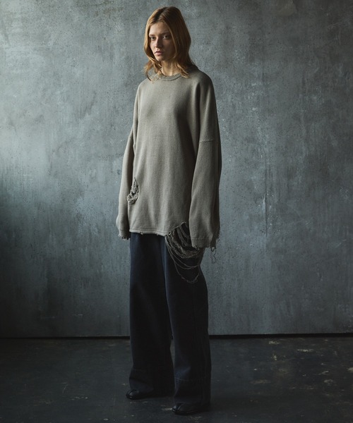 CIASENSE（シアセンス）の「Pullover damage knit/sweater プルオーバーダメージニット/セーター（ニット/セーター・メンズ・サンドベージュ/ブラック・L/M）」の20枚目の写真