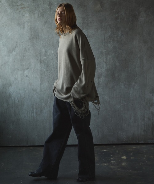 CIASENSE（シアセンス）の「Pullover damage knit/sweater プルオーバーダメージニット/セーター（ニット/セーター・メンズ・サンドベージュ/ブラック・L/M）」の22枚目の写真