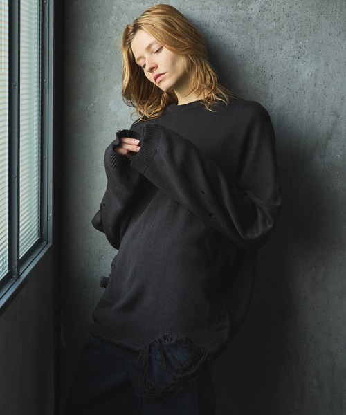 Pullover damage knit/sweater プルオーバーダメージニット/セーター