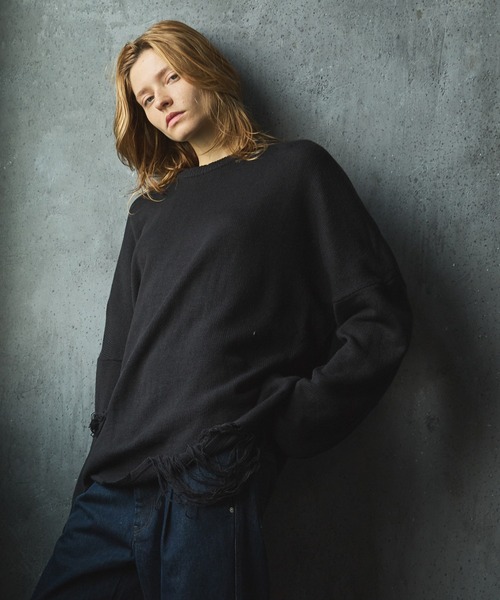 Pullover damage knit/sweater プルオーバーダメージニット/セーター