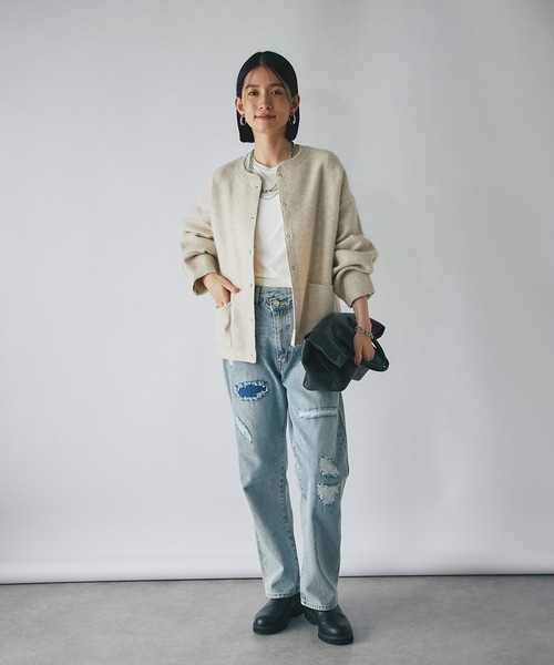 RIVE DROITE（リヴドロワ）の「ヘアリーヤーン接結ブルゾン（ブルゾン・レディース・ベージュ/ブラウン・FREE）」の13枚目の写真