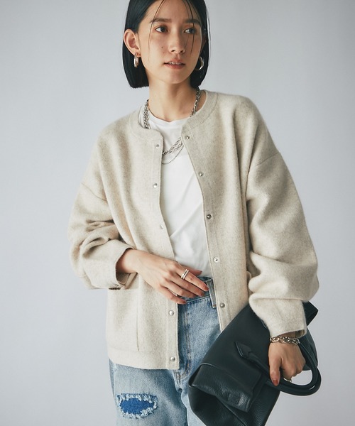 RIVE DROITE（リヴドロワ）の「ヘアリーヤーン接結ブルゾン（ブルゾン・レディース・ベージュ/ブラウン・FREE）」の16枚目の写真