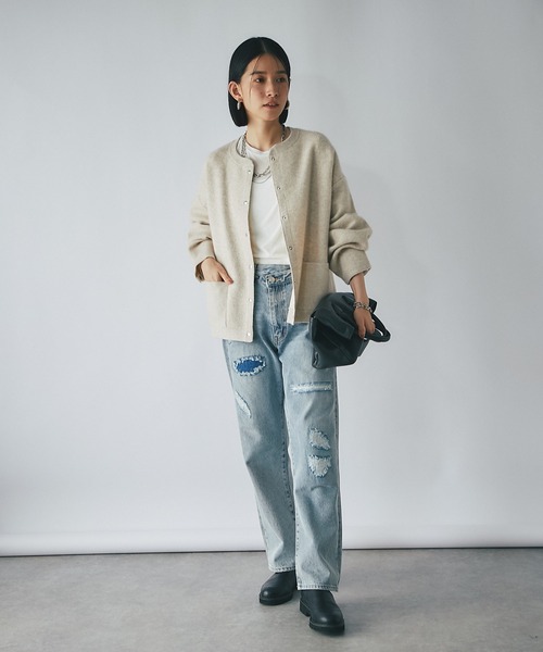 RIVE DROITE（リヴドロワ）の「ヘアリーヤーン接結ブルゾン（ブルゾン・レディース・ベージュ/ブラウン・FREE）」の11枚目の写真