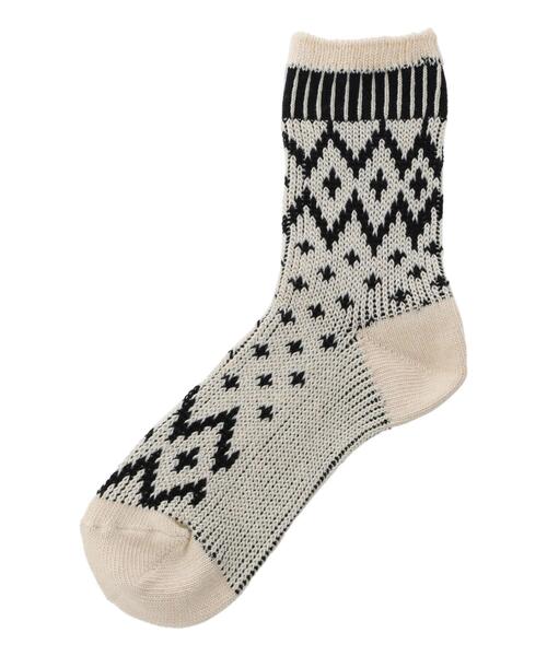 Samansa Mos2(サマンサ モスモス)の「ジャカードソックス(ソックス/靴下・レディース・キナリ/モカ/グリーン・F)」の2枚目の写真