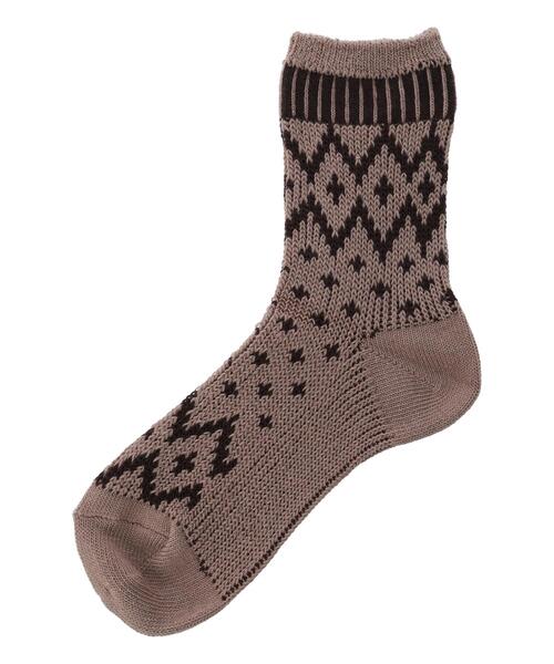 Samansa Mos2(サマンサ モスモス)の「ジャカードソックス(ソックス/靴下・レディース・キナリ/モカ/グリーン・F)」の3枚目の写真