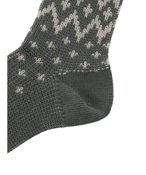 Samansa Mos2(サマンサ モスモス)の「ジャカードソックス(ソックス/靴下・レディース・キナリ/モカ/グリーン・F)」の7枚目の写真