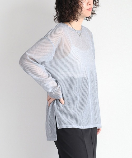 cepo（セポ）の「＜新色追加＞シアーストライプビッグＴｅｅ（Tシャツ/カットソー・レディース・イエロー/ベージュ/ブルー/サックスブルー/チャコール・M）」の4枚目の写真