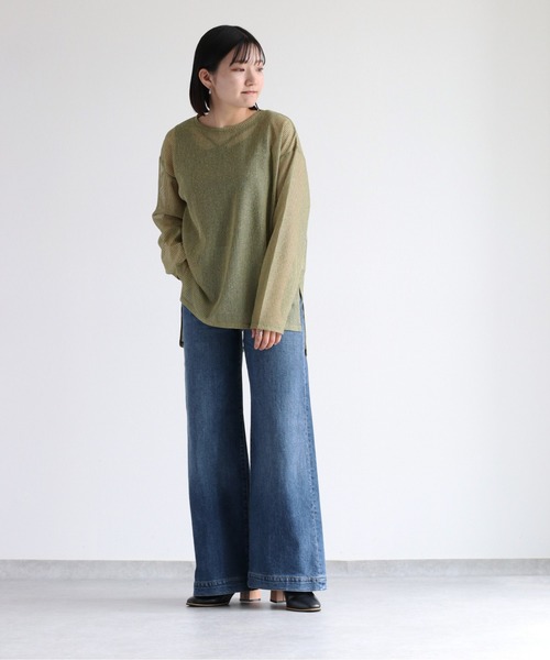 cepo（セポ）の「＜新色追加＞シアーストライプビッグＴｅｅ（Tシャツ/カットソー・レディース・イエロー/ベージュ/ブルー/サックスブルー/チャコール・M）」の20枚目の写真