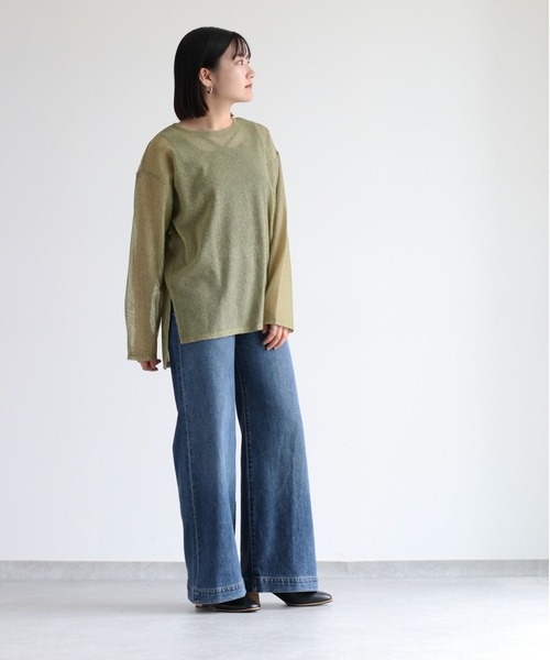 cepo（セポ）の「＜新色追加＞シアーストライプビッグＴｅｅ（Tシャツ/カットソー・レディース・イエロー/ベージュ/ブルー/サックスブルー/チャコール・M）」の21枚目の写真