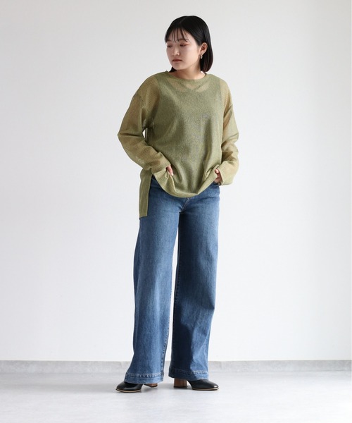 cepo（セポ）の「＜新色追加＞シアーストライプビッグＴｅｅ（Tシャツ/カットソー・レディース・イエロー/ベージュ/ブルー/サックスブルー/チャコール・M）」の22枚目の写真