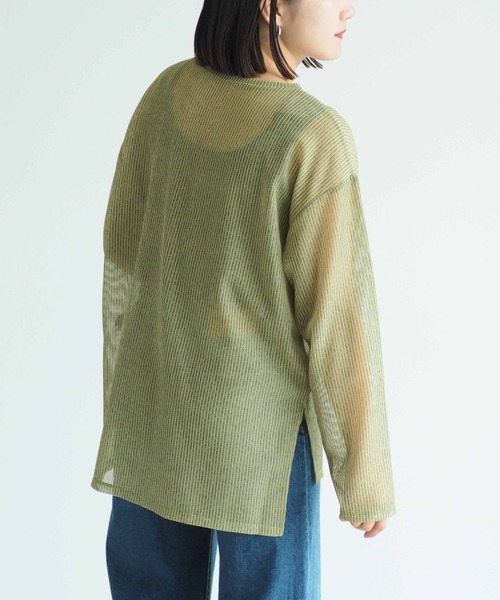 cepo（セポ）の「＜新色追加＞シアーストライプビッグＴｅｅ（Tシャツ/カットソー・レディース・イエロー/ベージュ/ブルー/サックスブルー/チャコール・M）」の19枚目の写真