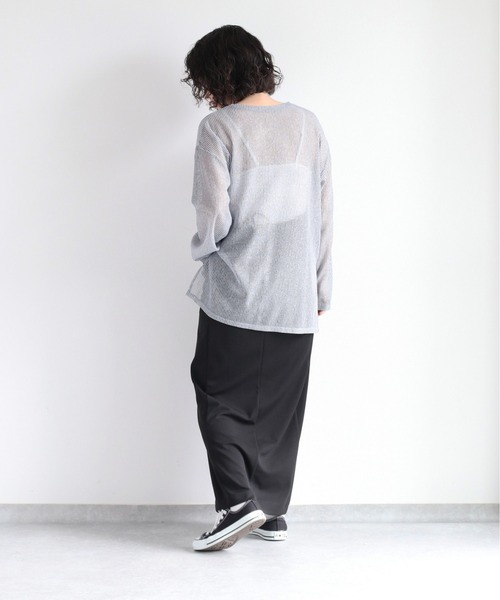 cepo（セポ）の「＜新色追加＞シアーストライプビッグＴｅｅ（Tシャツ/カットソー・レディース・イエロー/ベージュ/ブルー/サックスブルー/チャコール・M）」の16枚目の写真