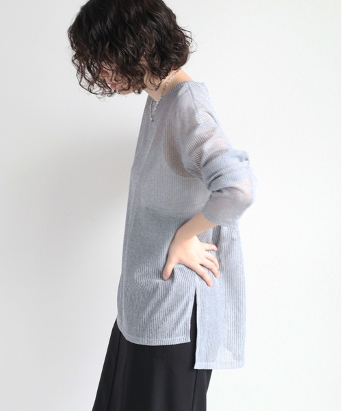 cepo（セポ）の「＜新色追加＞シアーストライプビッグＴｅｅ（Tシャツ/カットソー・レディース・イエロー/ベージュ/ブルー/サックスブルー/チャコール・M）」の10枚目の写真