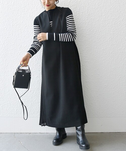 良品 SHIPS any: ジャージメルトン サイド プリーツ ワンピース SHIPS any（シップス エニィ）の「SHIPS any: ジャージメルトン