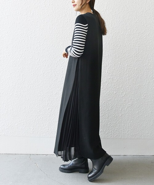 良品 SHIPS any: ジャージメルトン サイド プリーツ ワンピース SHIPS any（シップス エニィ）の「SHIPS any: ジャージメルトン