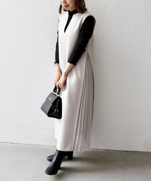 良品 SHIPS any: ジャージメルトン サイド プリーツ ワンピース SHIPS any（シップス エニィ）の「SHIPS any: ジャージメルトン