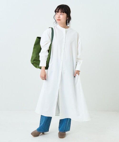 FREAK'S STORE(フリークスストア)の「マオカラー シャツワンピース(ワンピース・レディース・ブルー/グリーン/オフホワイト/ブラック・フリ-)」の14枚目の写真